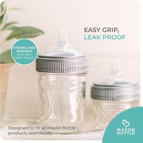 Mason Bottle Plastic Jar Rings (3-Pack) – Fits Regular-Mouth Mason Jars – Reusable, BPA-Free, Non-Toxic, Rust-Proof, Made in USA (Lid and Bottle N...