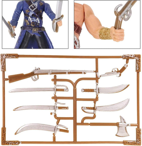 HAPTIME 6 Pcs Pirates Action Figure Playset with 6 Weapons / Sea Rover Pirate Men Toy (Each 3.75 inch Tall ), Great for Boys Kids Children as Birt...