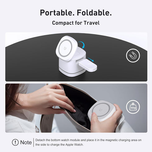 3 in 1 Wireless Charger for iPhone, Travel Wrieless Charging Station, Foldable Cube Charger Stand for Multple Devices for iPhone 15/14/13/12 Serie...