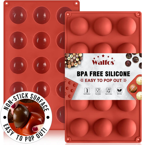 Small 15-Cavity Semi Circular Silicone Mold, 2 Packs Half Sphere Silicone Baking Molds for Making Jelly, Chocolates and Cake...