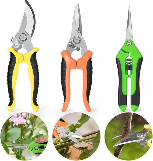 3 Pack Pruning Shears, Garden Shears, Pruning Shears For Gardening, Garden Scissors, Garden Clippers, Gardening Snips, Hand Pruner For Gardening W...