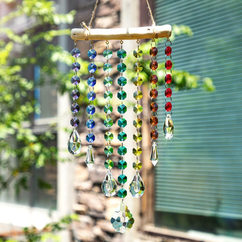 Hanging Crystal Prism Suncatcher Window Garden Decoration Ornament Rainbow Glass Beads Chain Pendant Crystal Wind Chimes...