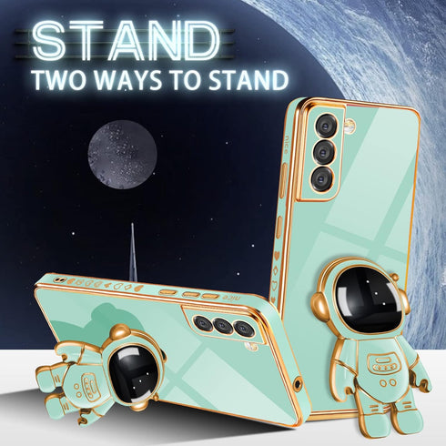 Buleens for Samsung Galaxy S21 FE Case with Astronaut Stand, Women Girls for Galaxy S21 FE 5G Cases, Girly Cute 6D Space Astronaut Hidden Kickstan...