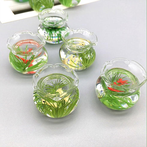 12 Pcs Miniature Fish Bowls Simulated Mini Fish Tank Miniature Glass Goldfish Bowl for Mini House Desktop Office Desk Accessories...