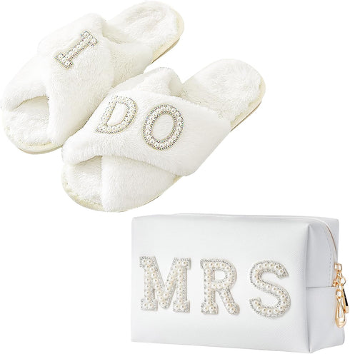 Bride To Be Gift Set Bride Makeup Bag I Do Bride Slippers Bride Robe Bride Hair Clip Bride Gifts Wedding Gifts...
