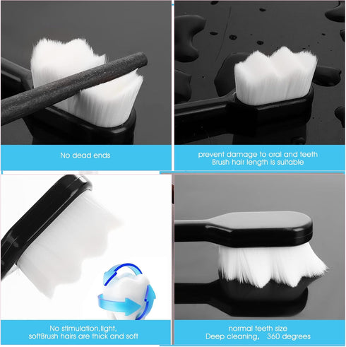 2 PCS Extra Soft Toothbrush Micro Nano Toothbrushes with 10000 Bristles Sterile Fiber Adult Toothbrush Painless Brushing for Sensitive Gums Teeth ...