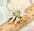 Gyn&Joy Golden Tone White Yellow Painted Enamel Bee Daisy Flower Collar Brooch Pin For Women...