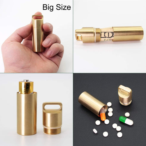 3 Air-Tight EDC Accessory Case, Pill Fob Capsule Keychain, Waterproof Match Case Battery Holder, Outdoor Survival Storage Metal Container Dry Box....