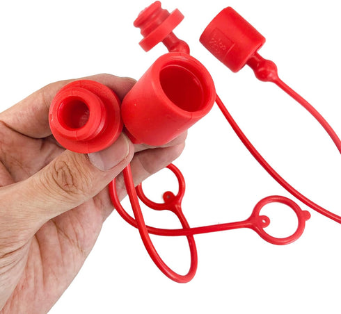2sets 1/2 ISO 5675 Hydraulic Coupler Male Dust Cap and Female Plug Cover,ISO 5675 Hydraulic Quick Disconnects Port Plug Cover Fittings,Red Cap wit...