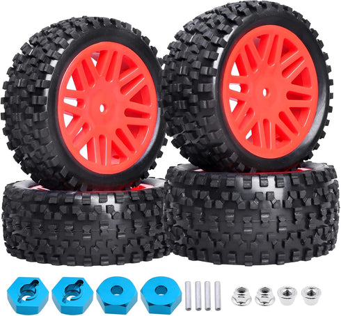 Hobbypark 12mm Hex RC 1/10 Buggy Wheels and Tires Set Height 3.46''(88mm) for Redcat Shockwave Tornado S30 EPX/PRO ExceedRC EP SunFire HSP Off Roa...
