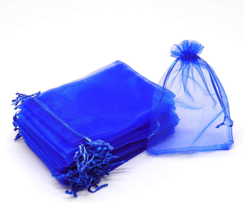 50Pcs Organza Bags 4x6 Inches, Royal Blue Sheer Drawstring Baby Shower Favor Bags Mesh Jewelry Pouches Wedding Candy Gift Bags...