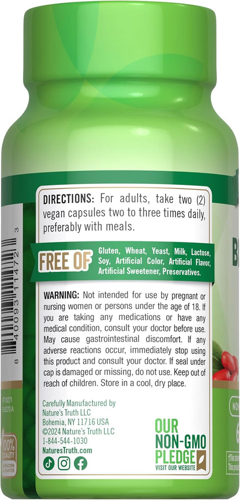 Nature's Truth Berberine 500mg | 60 Capsules | Vegan, Non-GMO, and Gluten Free Supplement...