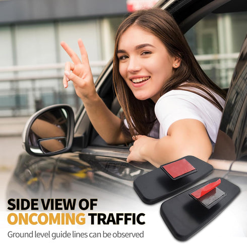 2 PCS Car Rear View Blind Spot Mirror, 3.7 x 1.4 Inches HD Rectangle Glass Adjustable Convex Wide Angle Rearview Mirror, Universal for Most Cars, ...