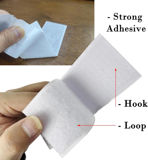 2 x 6" Hook and Loop Tape Sticky Back - 12 Pair Interlocking Tape Sewing Fasteners - White Fabric Strips with Adhesive No Sew...