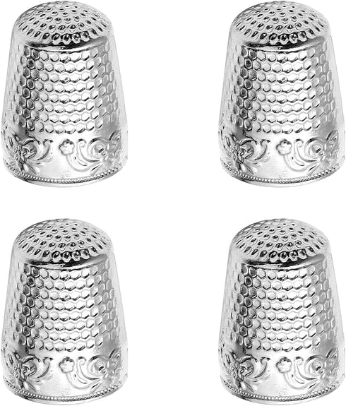 Coufce 4 Pcs Metal Sewing Thimble, Quilting Thimbles, Finger Shield, Silver Fingertip Protector Thimbles for Hand Sewing Craft Accessories...