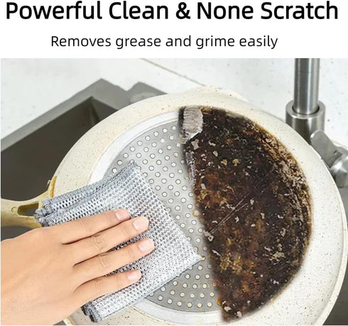 Non-Scratch Wire Cleaning Dishwash Dishcloth, Kitchen Washcloths for Washing Dishes, Multipurpose Wire Dishwashing Rag for Wet and Dry(10PCS)(Doub...