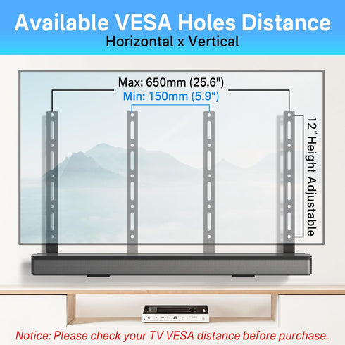 Sound Bar Mounts Under TV for Samsung, Vizio, LG, Bose and More Soundbar Mount- Adjustable Soundbar Mounting Bracket Under TV or Above TV Sound Ba...