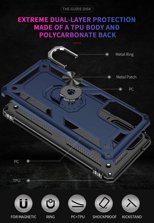 for Samsung A52 Case, Galaxy A52 Case with HD Screen Protector, Military-Grade Ring Holder Kickstand Car Mount 15ft Drop Tested Shockproof Cover P...