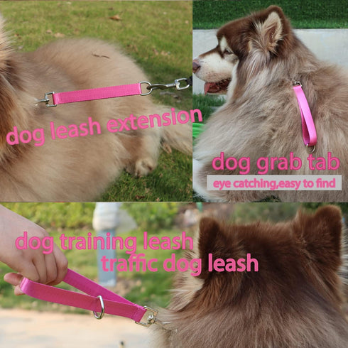 Traffic Dog Leash Dog Training Leash Pet Dog Traffic Grab Handle Dog Grab Tab Training Tab (Rosered & Purple)...