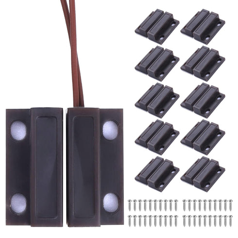 MC-38 Surface Mount Wired NC Door Sensor Alarm Magnetic Reed Switch Brown 10 Pair...