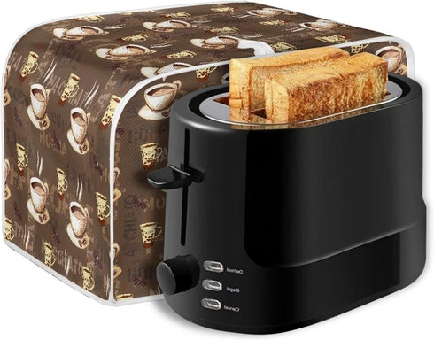 Coffee Design 2 Slice Toaster Dust Covers Long Slot Decorative Lotus Print Kitchen Bread Maker Covers Stain Resistant Appliance Cover...