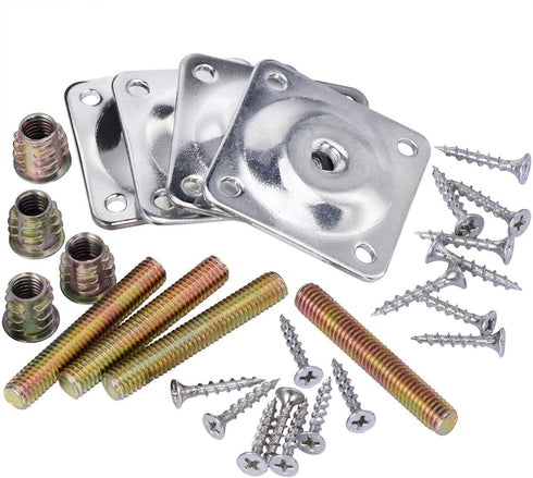 4PCS Leg Mounting Plates with Screws for Sofa Couches Tables Furniture Legs Brackets Hardware Attachment Plates Brackets M8 T-Plates...