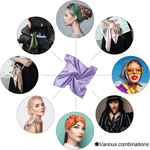 SATINIOR 15 Pieces Women Square Neck Scarf Mixed Solid Colored Neckerchief Head Wraps Scarf Bandana...