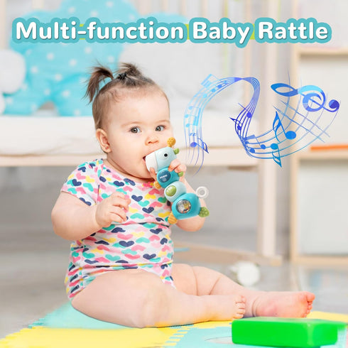Baby Montessori Sensory Teething Toys for 3-6 6-12 Months, Food Grade Baby Teether, Newborn Infant Rattle Toys, Baby Shower Gifts, Learning Educat...