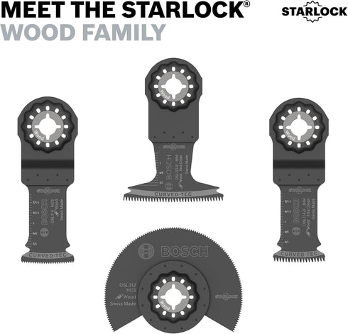 BOSCH OSL114JF 1-Piece 1-1/4 In. Starlock Oscillating Multi Tool Wood Curved-Tec Bi-Metal Xtra-clean Plunge Cut Blade for Applications in Cutting ...