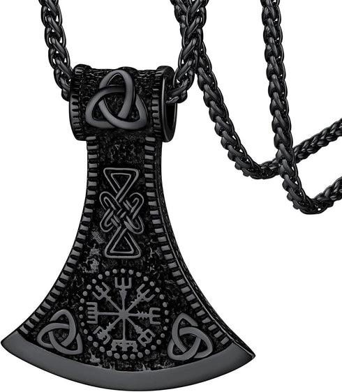 FaithHeart Viking Axe Pendant Necklace for Men Women Stainless Steel Norse Vikings Jewelry with Delicate Gift Packaging...