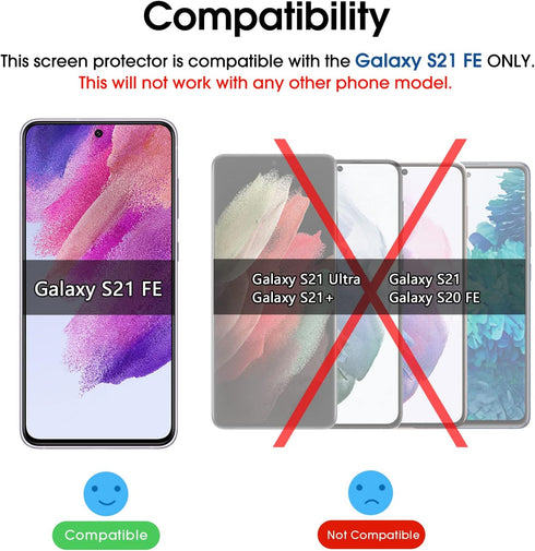 amFilm (3 Pack) Compatible with Samsung Galaxy S21 FE(Fan Edition 5G 2021) Tempered Glass Screen Protector with Easy Installation Kit, HD Clear, C...