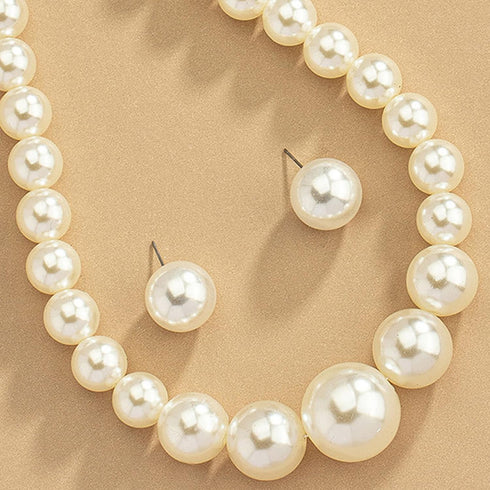 Chunky Pearl Necklace Stackable Layered Pearl Choker Necklace Large Pearl Choker Necklace Pearl Statement Necklace Faux Pearls Beaded Necklaces Br...