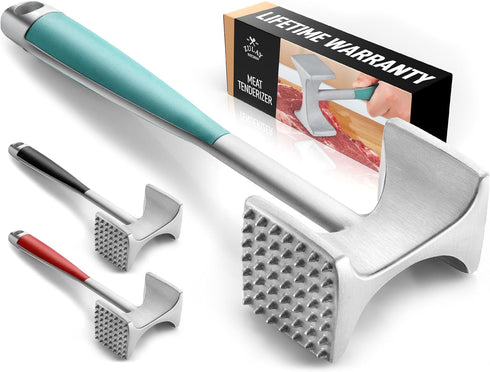 Zulay Professional Meat Tenderizer Tool - Dual Sided Meat Mallet Pounder With Comfort Grip Handle - Heavy Duty Meat Hammer Tenderizer - Meat Tende...