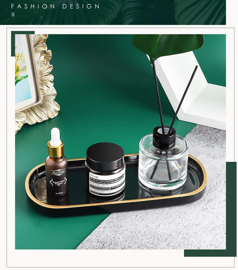 Jewelry Organizer Oval Resin Tray, Bathroom Kitchen Dresser Vanity Tray Jewelry Dish Ring Holder Cosmetic Organizer for Candle Perfume Soap Shampo...
