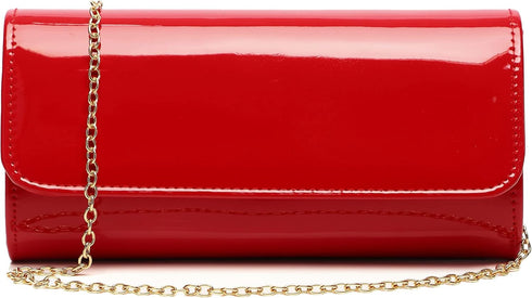 Patent Leather Envelope Clutch Purse Shiny Candy Foldover Clutch Evening Bag for Women...