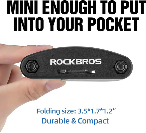 ROCKBROS Bike Repair Kits 16 In 1 Multi-Function Bike Tool Kits Portable Foldable Bike Multitool Cycling Tool Kit Bike Tool Allen Wrench Tire Leve...