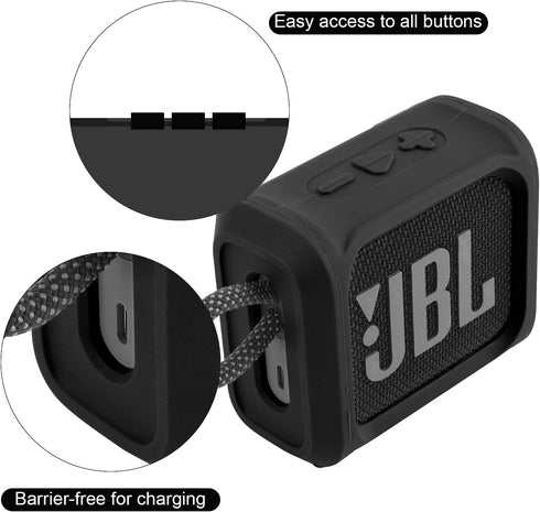TXesign Silicone Case Cover for JBL Go 3 Portable Speaker with Removable Strap for Bike Golf Cart Travel Carrying Case Protective Sleeve Speaker C...