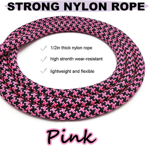 6FT Heavy Duty Dog Leash, Comfortable Soft handle, 1/2" Diameter Nylon Rope Leash for Medium and Large Dogs Walking Training, Pink...
