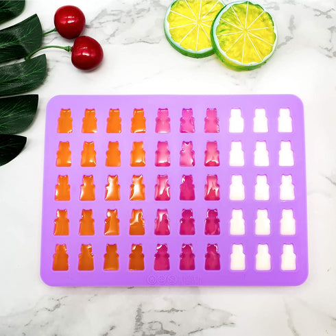 Gummy Bear Candy Molds Silicone, Gummy Molds with 2 Droppers, Non-Stick Silicone Candy Molds Including Mini Dinosaur, Bear Shape, Hearts and Mini ...