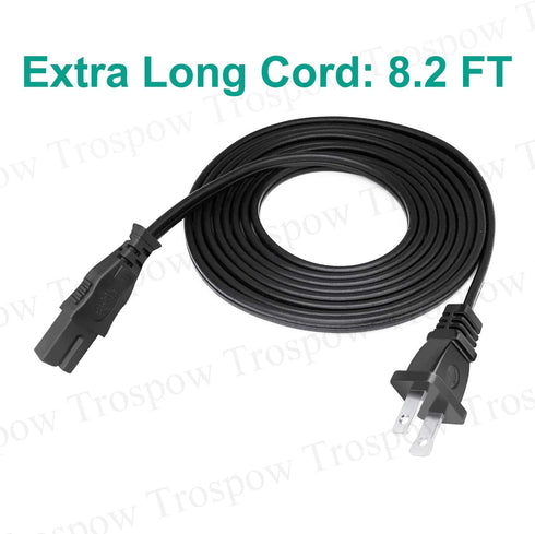 Polarized 8.2ft Power Cord for JVC Emerald EM32FL EM39FT EM55FT LT-32DM22 EM65FTR EM42FTR TV 2 Prong Power Cord Cable Replacement...