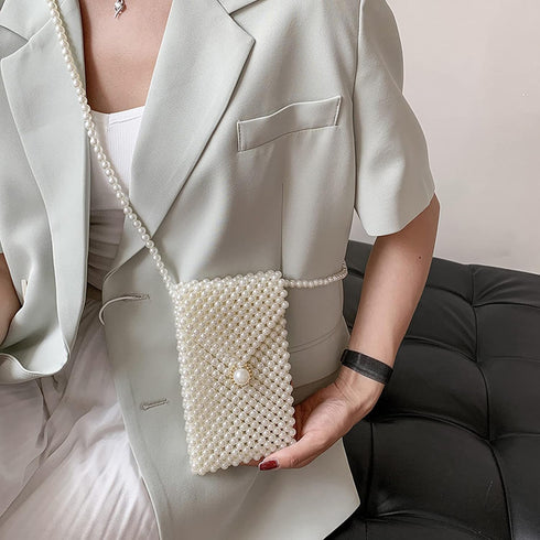 Luxury Pearl Bag Chain Bag Purse Shoulder Bag for Women,Artificial Pearl Clutch Crossbody Beaded Evening Bag for Party...