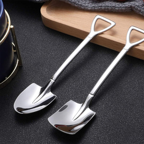 Dessert Spoon Set, 6 Pcs 6" Shovel Shape Stainless Steel Spoons, Ice Cream Fruit Spoon for Home, Kitchen or Restaurant...