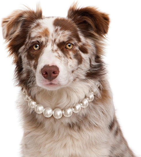 KUDES Exquisite and Adjustable Dog Necklace: Elegant Classic Pearl Collar Necklace Accessories for Dogs, Occasions and Gatherings (3XL(21.6-24.4 I...