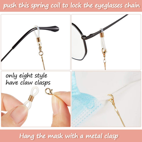 Weewooday 12 Pieces Eyeglasses Chains Beaded Sunglasses Strap Holder Elegant Necklace Holder Chain for Women...