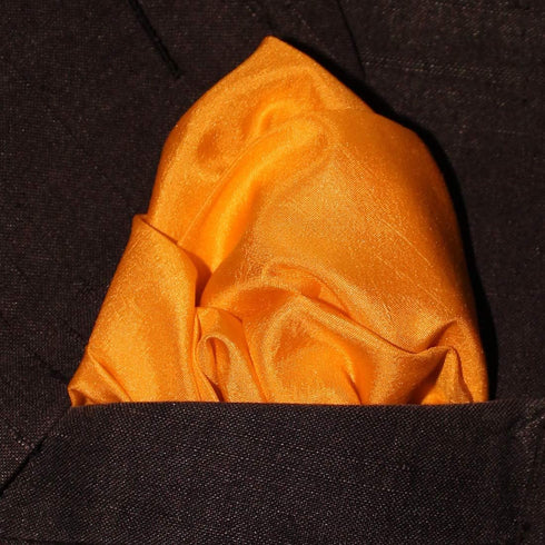 Fine Saffron 100% Silk Pocket Square Full-Sized 16"x16"...