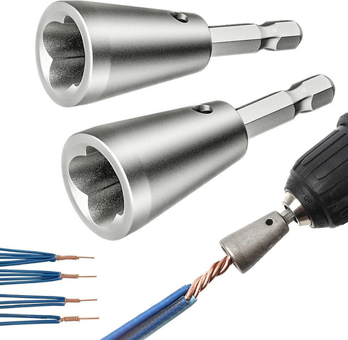 Wire Twister Tool for Drill, 2 PCS Wire Stripper Tool Wire Twister Tool, Electric Wire Twister Tool for Drill, 6mm Hex Shank Cable Quick Stripping...