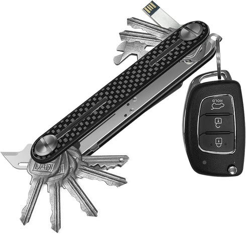 Key Organizer Key Chain - Minimalist Compact 10 Keys Holder, Carbon Fiber Lightweight Key Case with Belt Clip for Men...