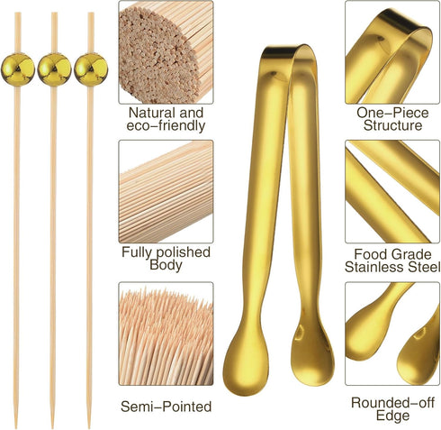 Mini Forks Cocktail Toothpicks Serving Tongs Dinnerware Set for Wedding Party, Include Tongs, Disposable Appetizer Forks, Cocktail Toothpicks for ...