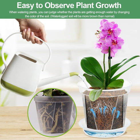 Plant Pots 7 inch Set of 3, Clear Plastic Nursery Pots with Drainage Holes and Saucers, Seedling Pots Seed Starter Pots Planter Pots for Indoor Ou...