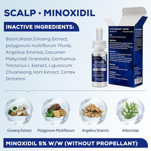 5% Minoxidil for Men, Minoxidil for Women Hair Growth, Minoxidil for Beard Growth, Hair Regrowth for Men, Minoxidil 5 Percent Hair Loss Treatments...